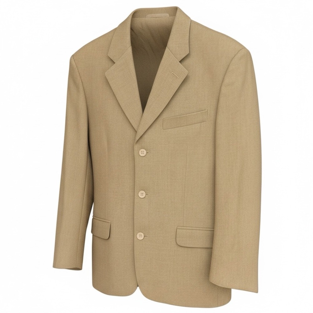 Bachrach Jacket Mens 42R Blazer Soft Wool Beige 3 Button Suit Coat Italy Made